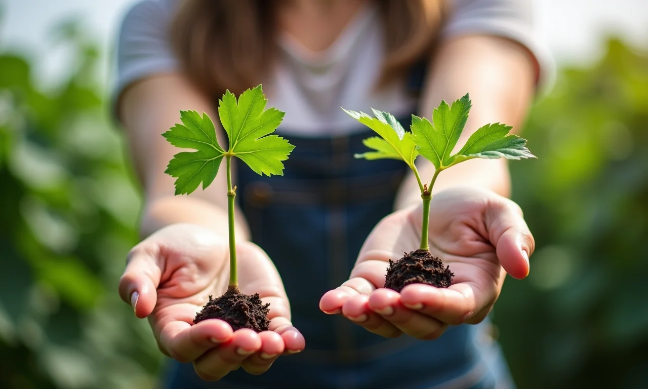 Comparativo: muda de uva por semente e por estaquia.