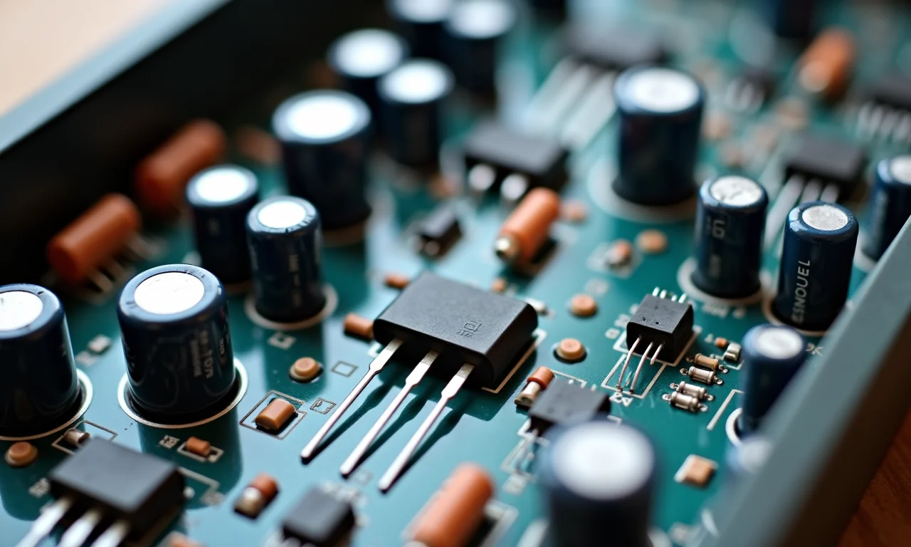 Componentes eletrônicos organizados em compartimentos.