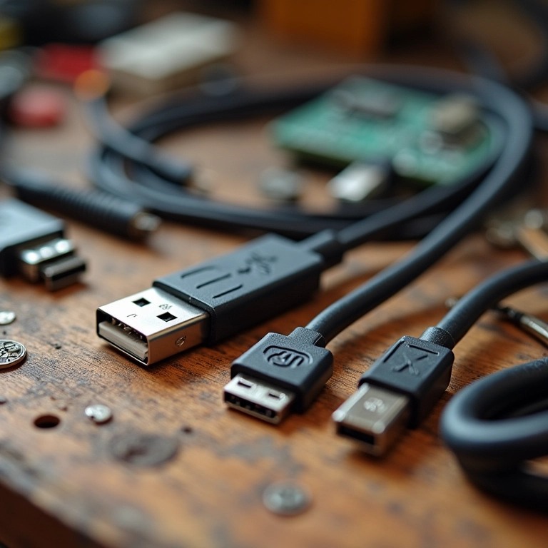 Componentes essenciais para criar um cabo USB.