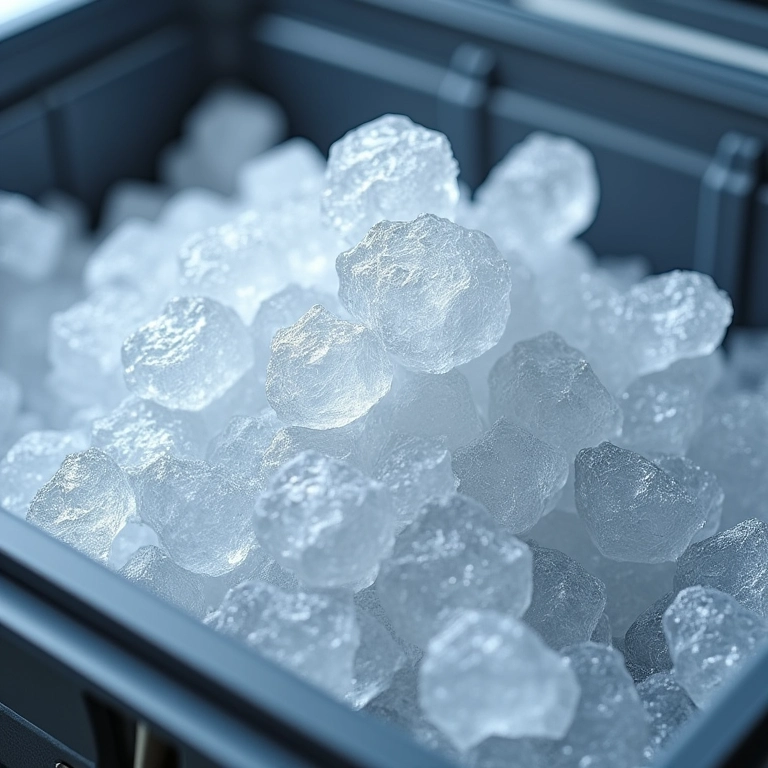 Conservação de alimentos com gelo seco.