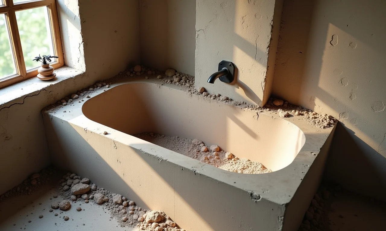 Construção de banheira de alvenaria com demonstração de erros comuns e suas soluções.