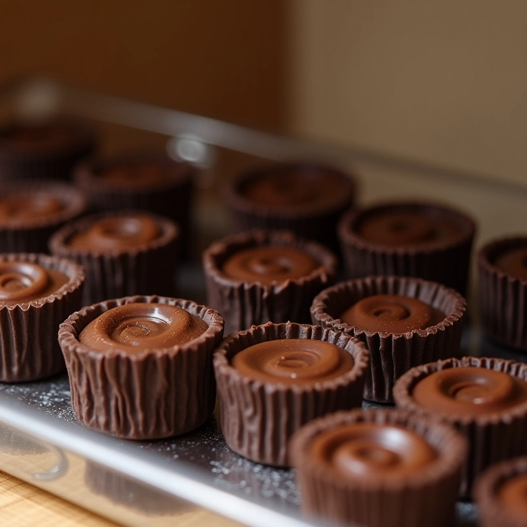 Copinhos de chocolate armazenados em recipiente hermético.