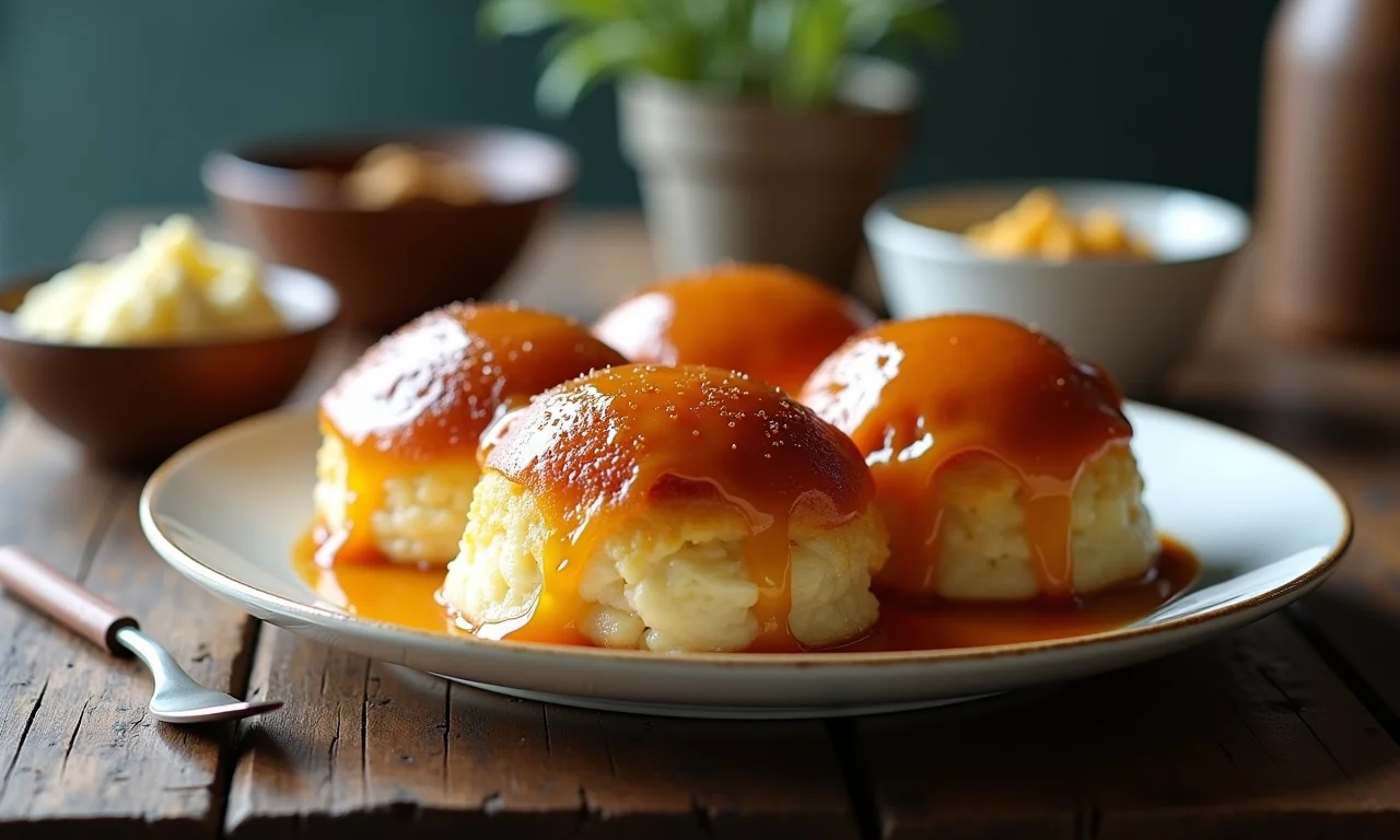 Coquinho queimado com doce de leite.
