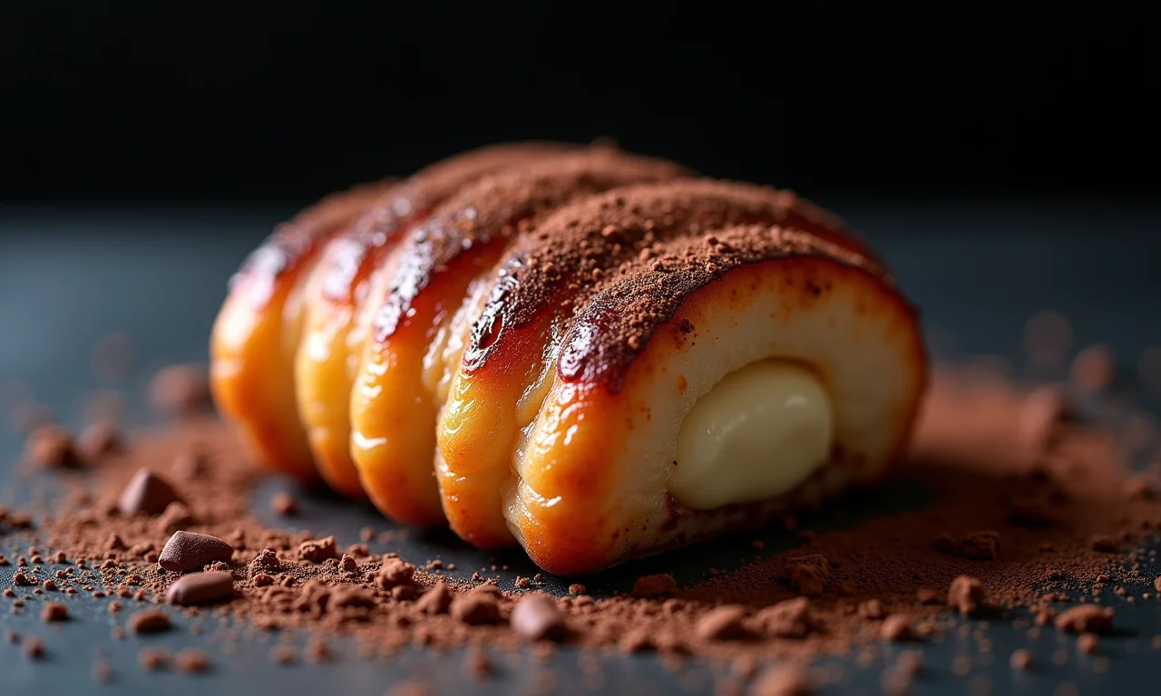 Coquinho queimado com raspas de chocolate.