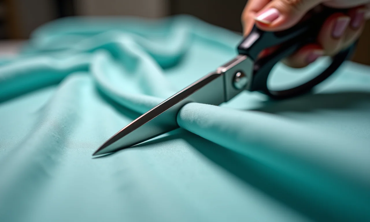 Corte preciso de tecido de viscose.