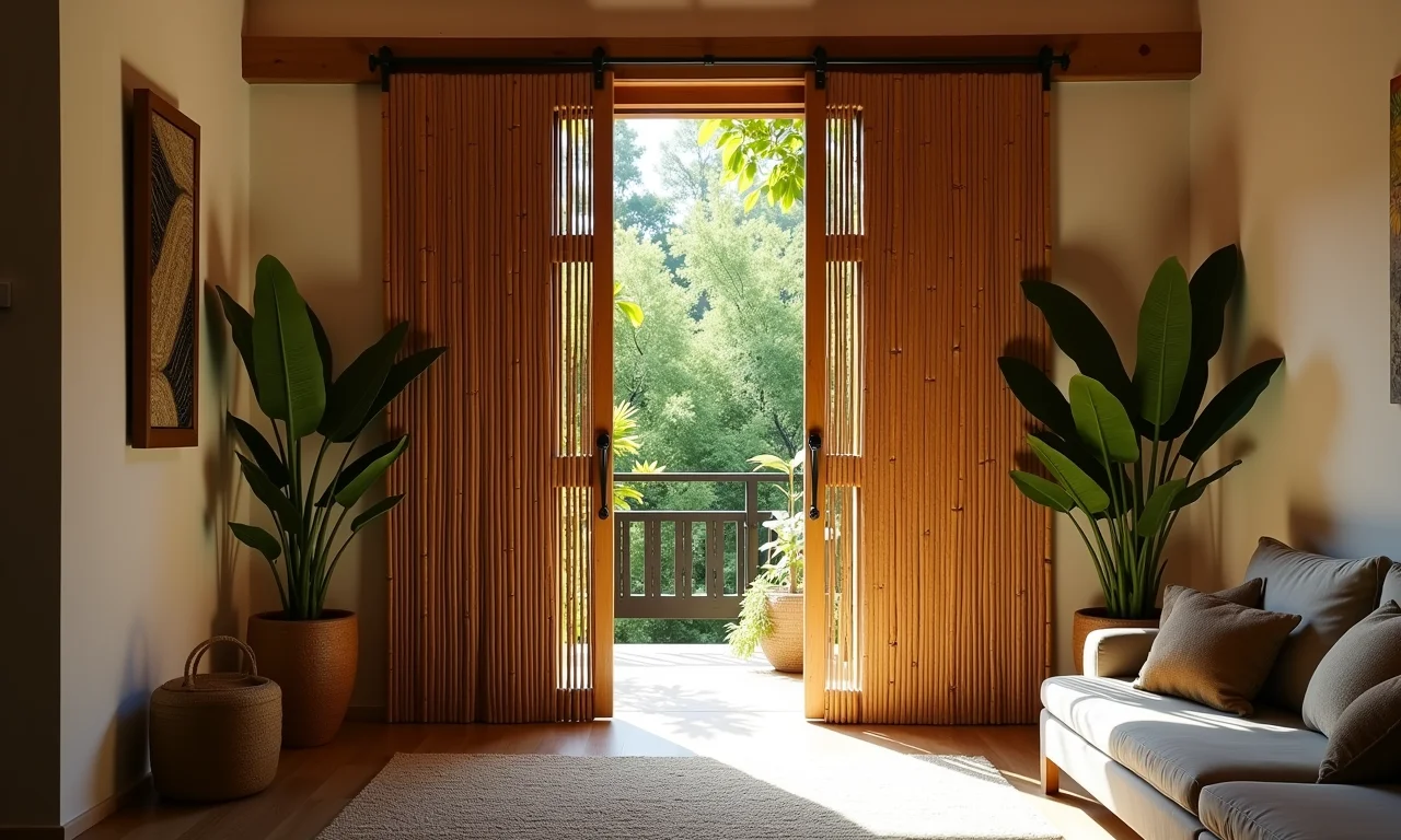 Cortina de bambu para porta.