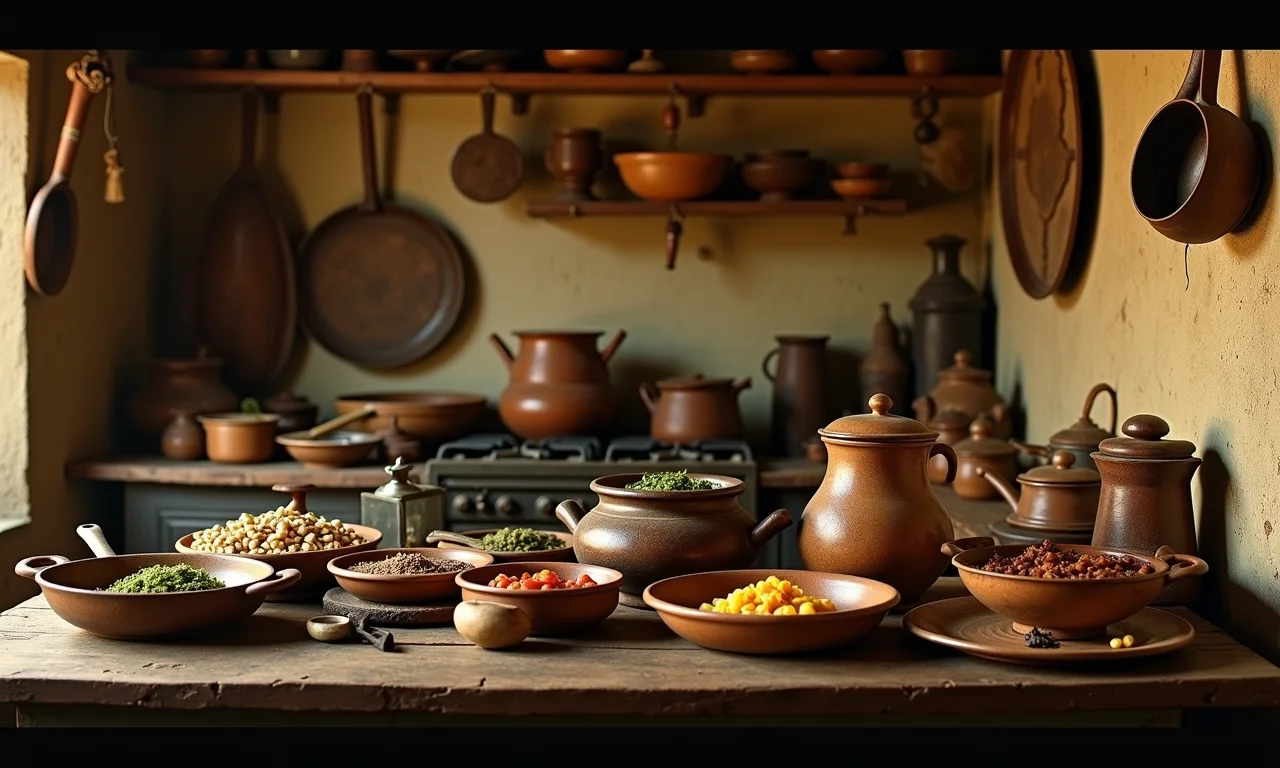 Cozinha antiga brasileira com ingredientes para curau.