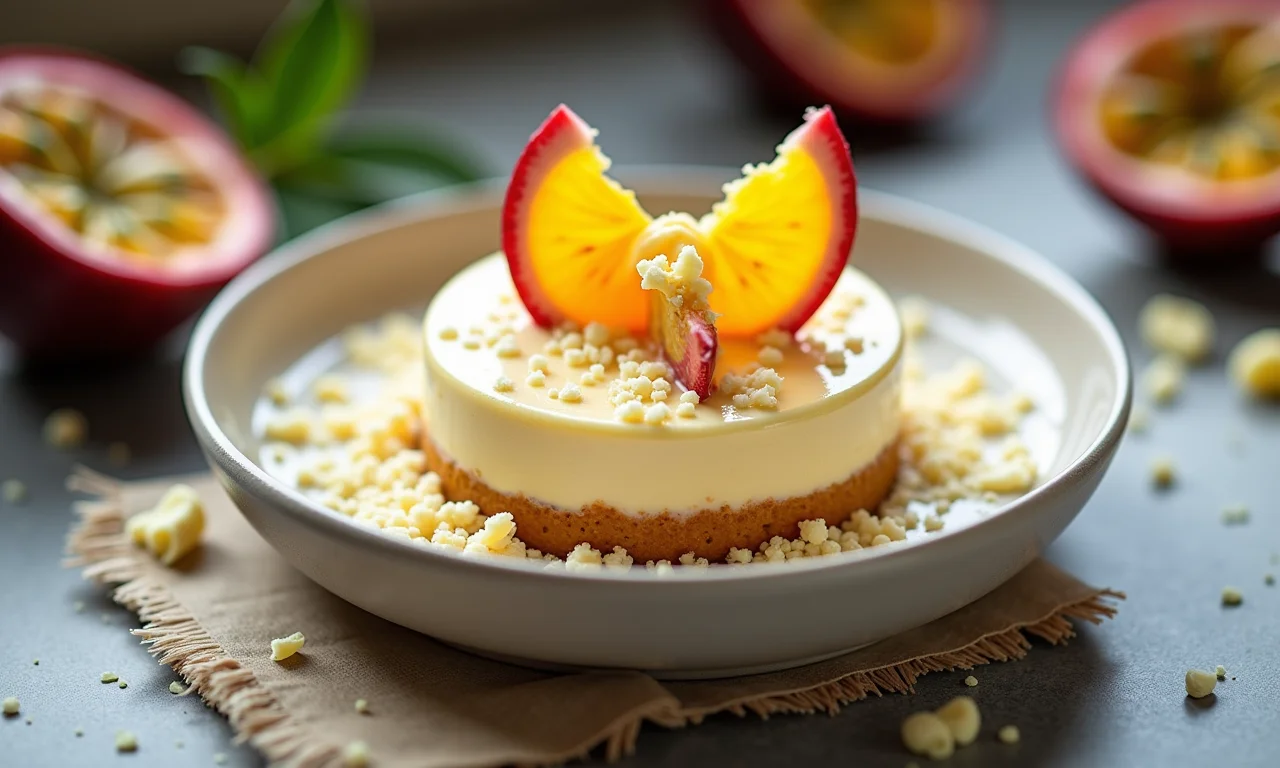 Creme de maracujá com chocolate branco.