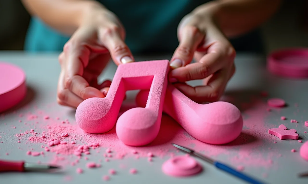 Criando notas musicais de EVA coloridas.