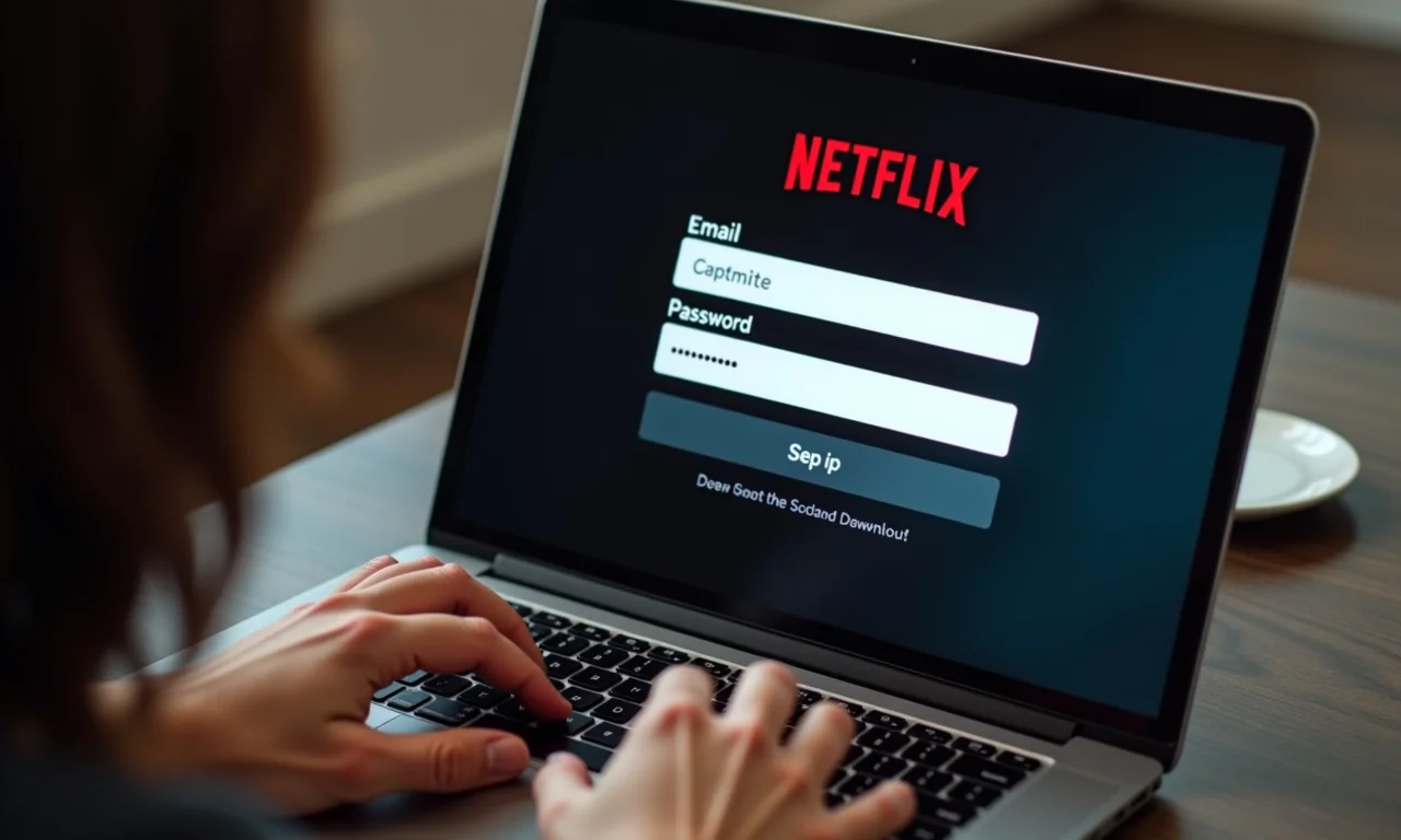Criando uma conta na Netflix: passo a passo no laptop.