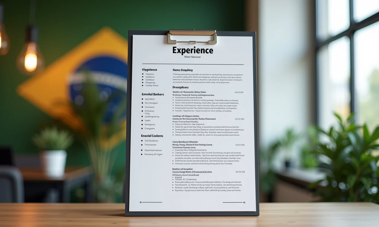 Currículo destacando a seção de experiência profissional.
