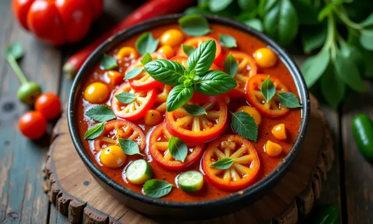 Cuscuz Paulista colorido e apetitoso em uma mesa rústica.