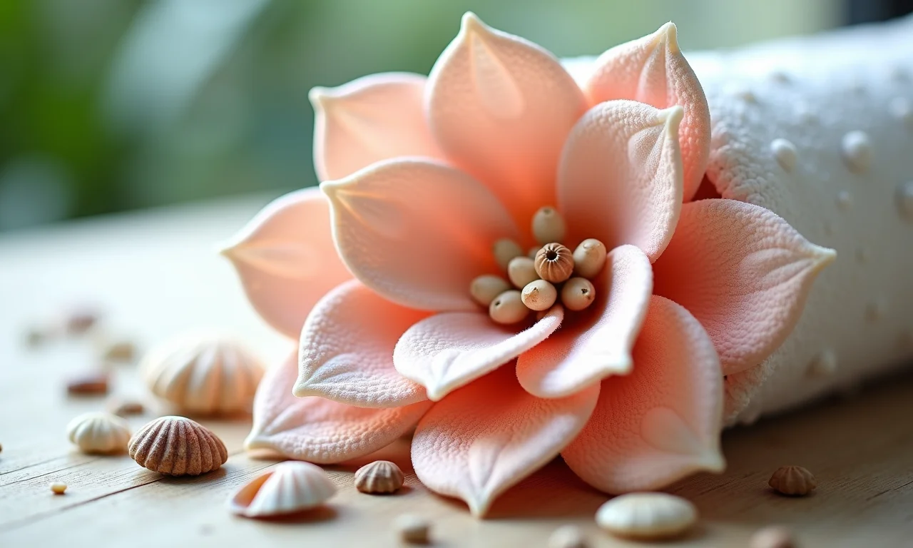 Decoração da flor com outros materiais.