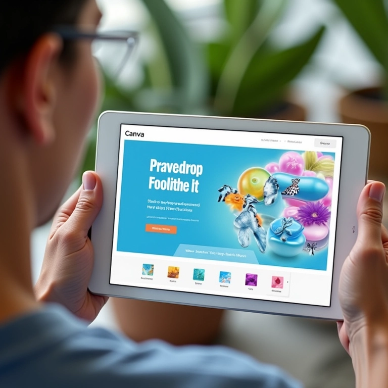 Design criativo de slides no Canva.