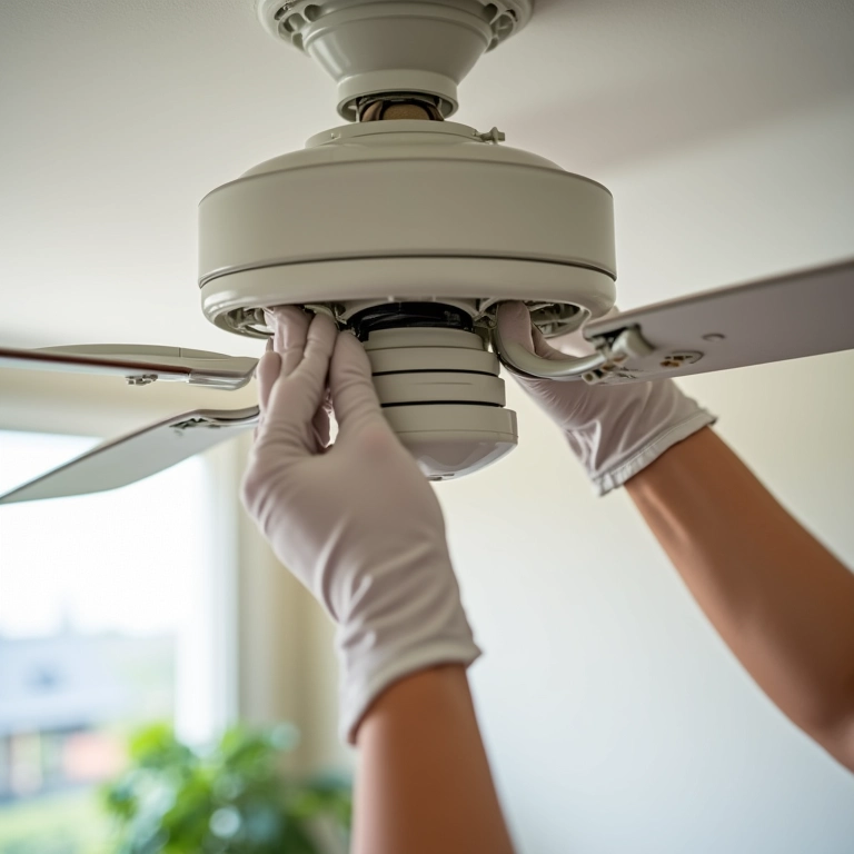 Desmontando ventilador de teto antigo com segurança