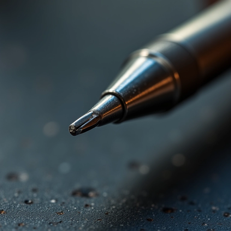 Detalhe da montagem da ponta de solda, ilustrando a importância da precisão no processo.