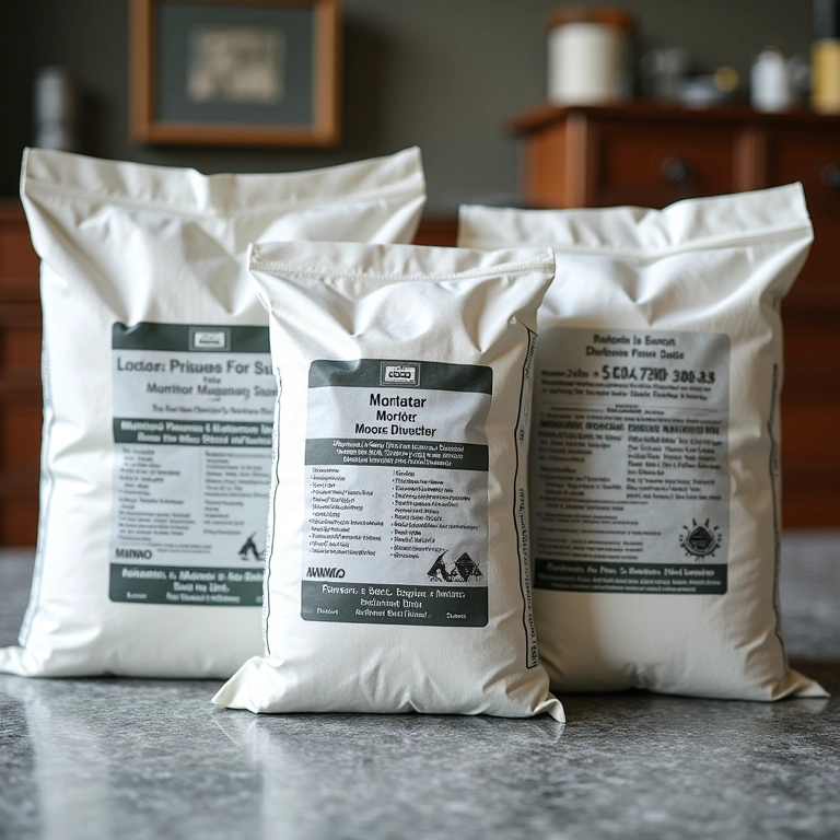 Diferentes tipos de argamassa colante para cada tipo de pedra, com destaque para as especificações técnicas.