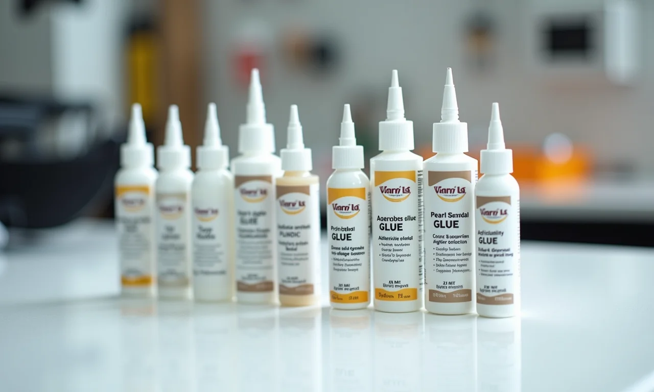 Diferentes tipos de cola para customizar sandálias de pérolas.