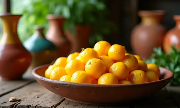 Doce de jaracatiá cremoso em uma cozinha rústica brasileira.