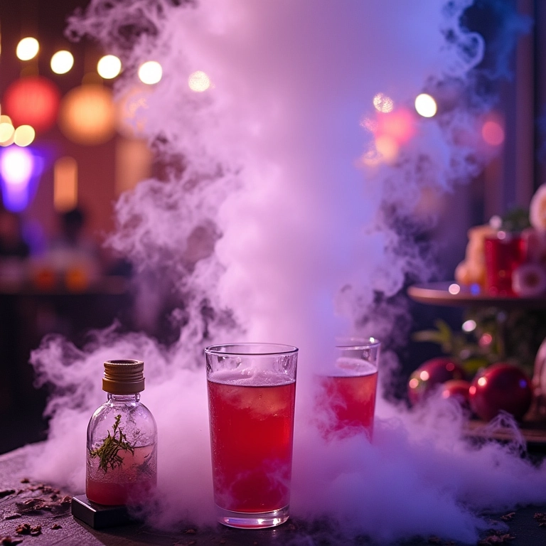 Efeitos especiais com gelo seco em festa.