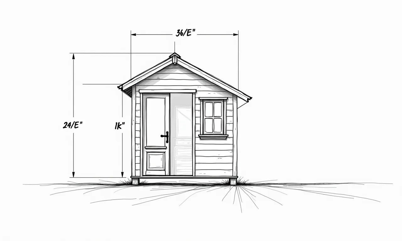 Esboço detalhado com medidas para construção de casinha infantil.
