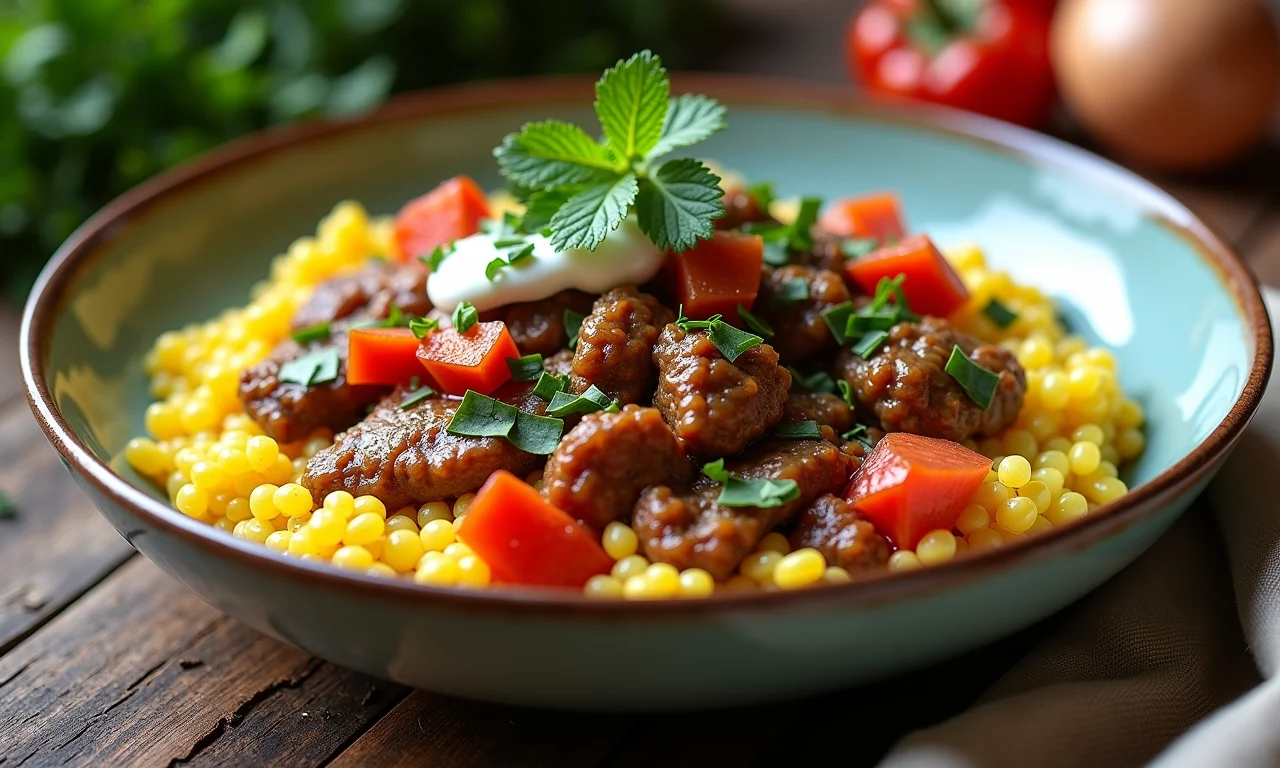 Escondidinho vegano de mandioca com carne vegetal.