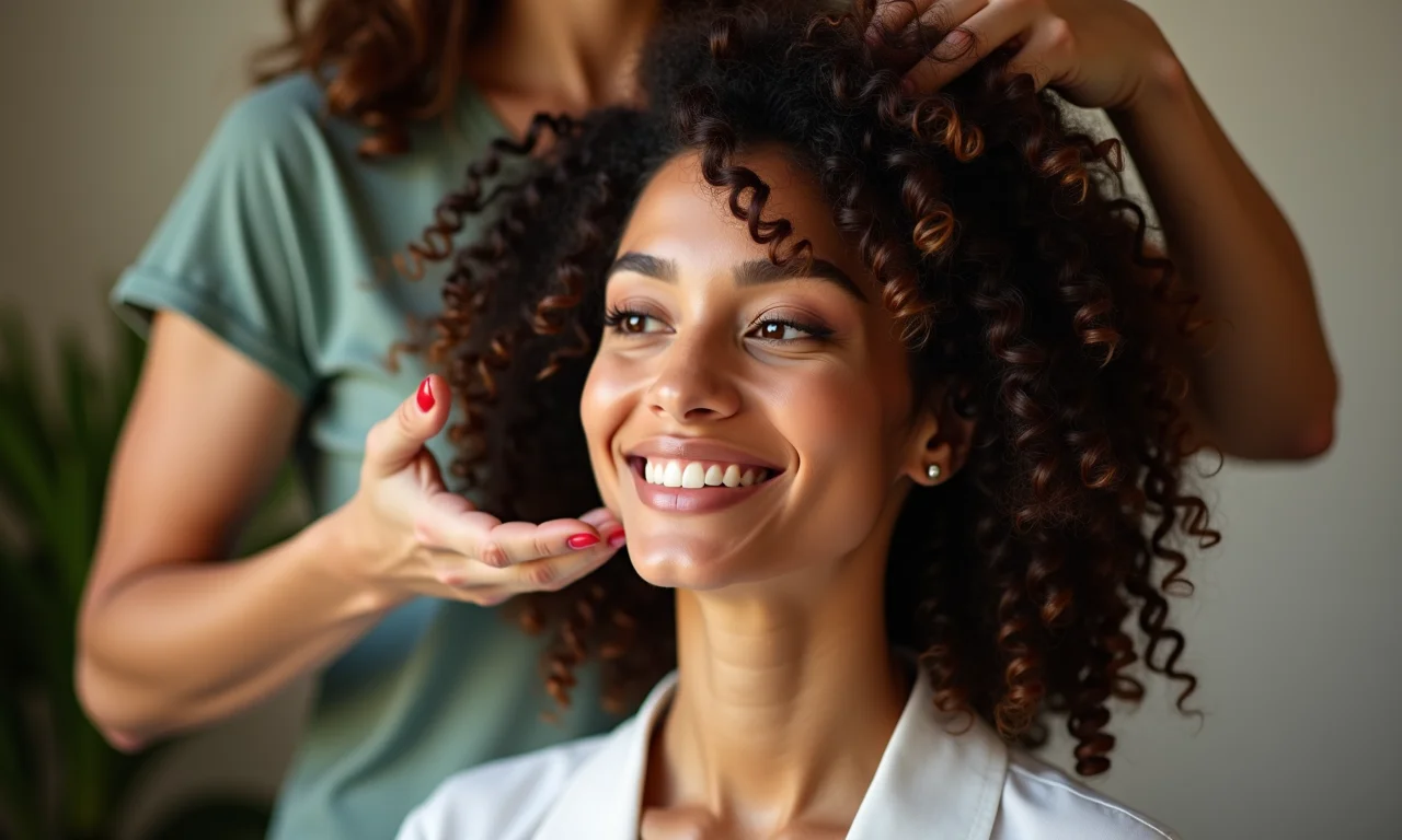 Escova marroquina em cabelos cacheados.