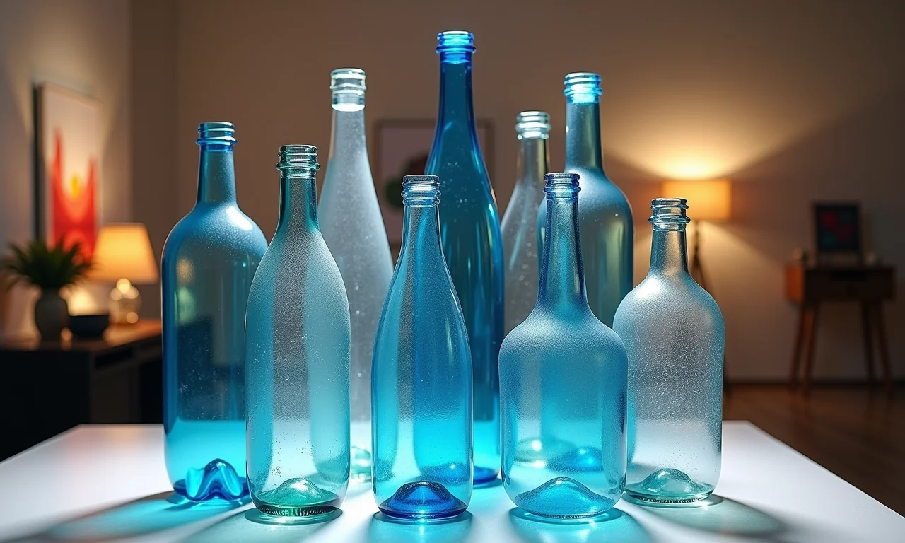 Esculturas modernas feitas com garrafas PET recicladas.