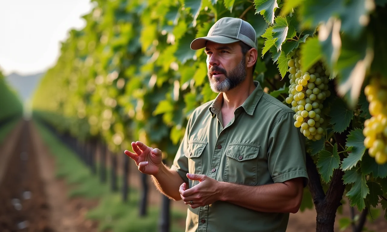 Especialista explicando a escolha do tipo de uva.