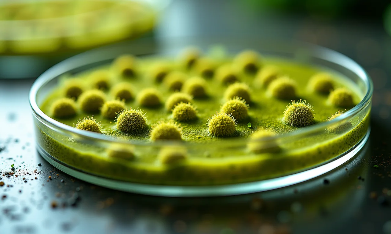 Esporos de Renda Portuguesa em placa de Petri.