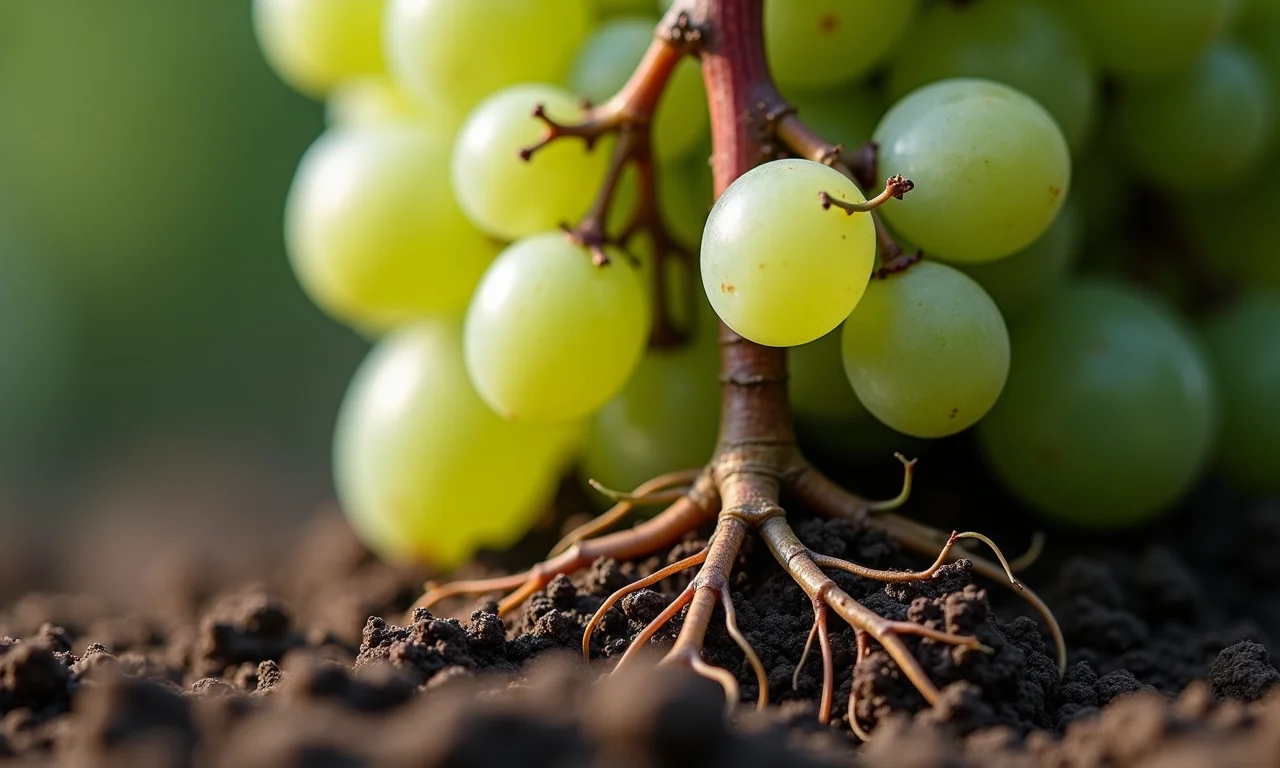 Estaca de uva enraizando.