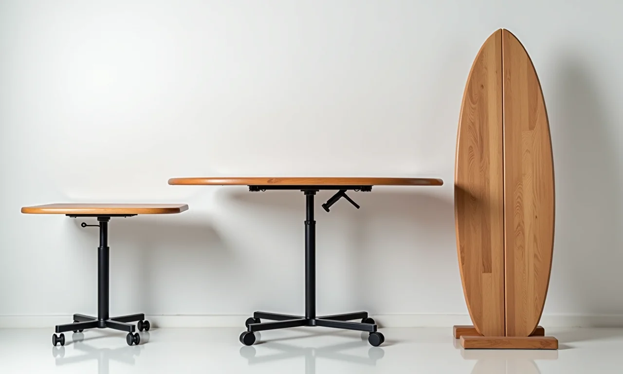 Estruturas de sustentação para tábuas de passar: metal e madeira.