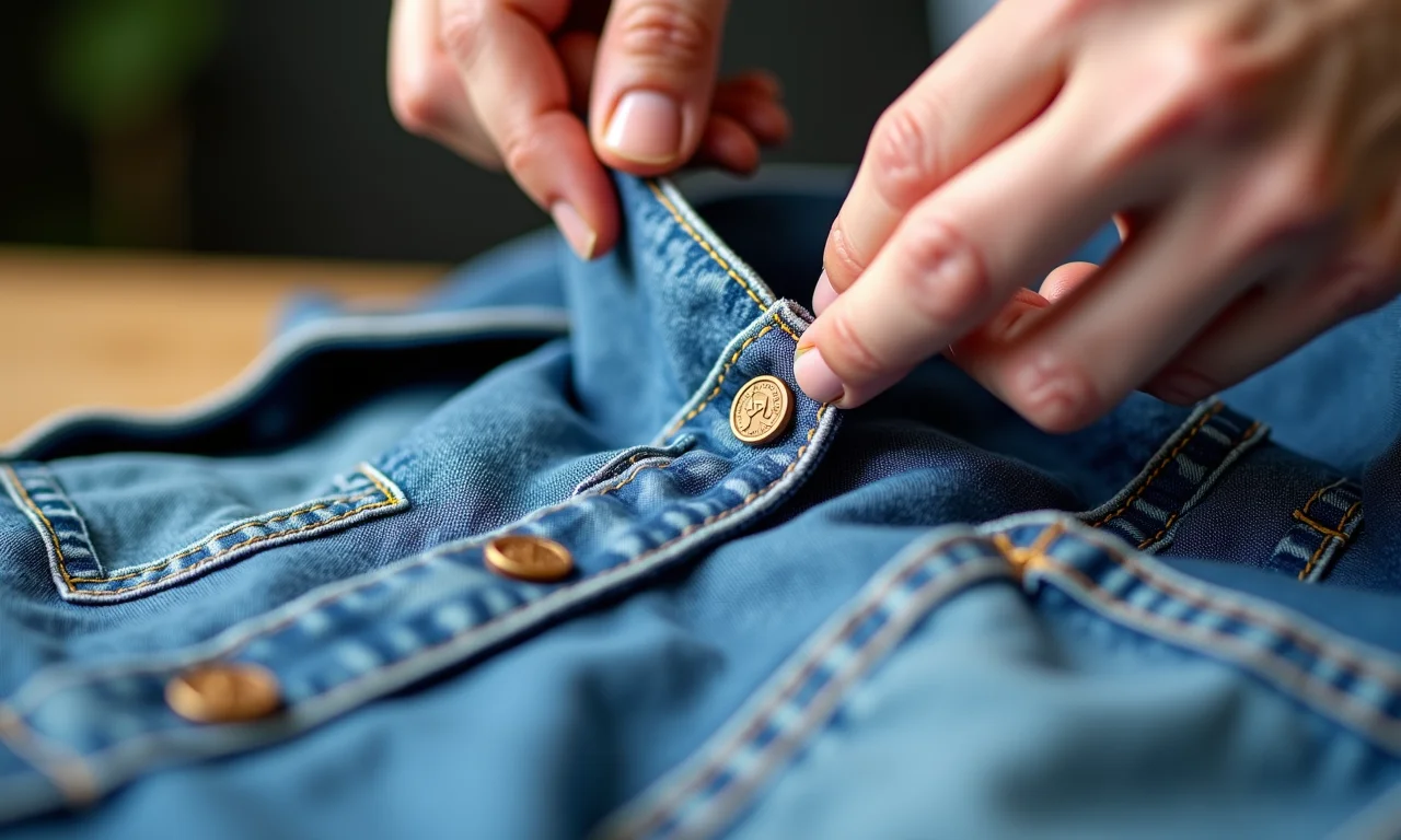 Evitando que o colete jeans desfie.