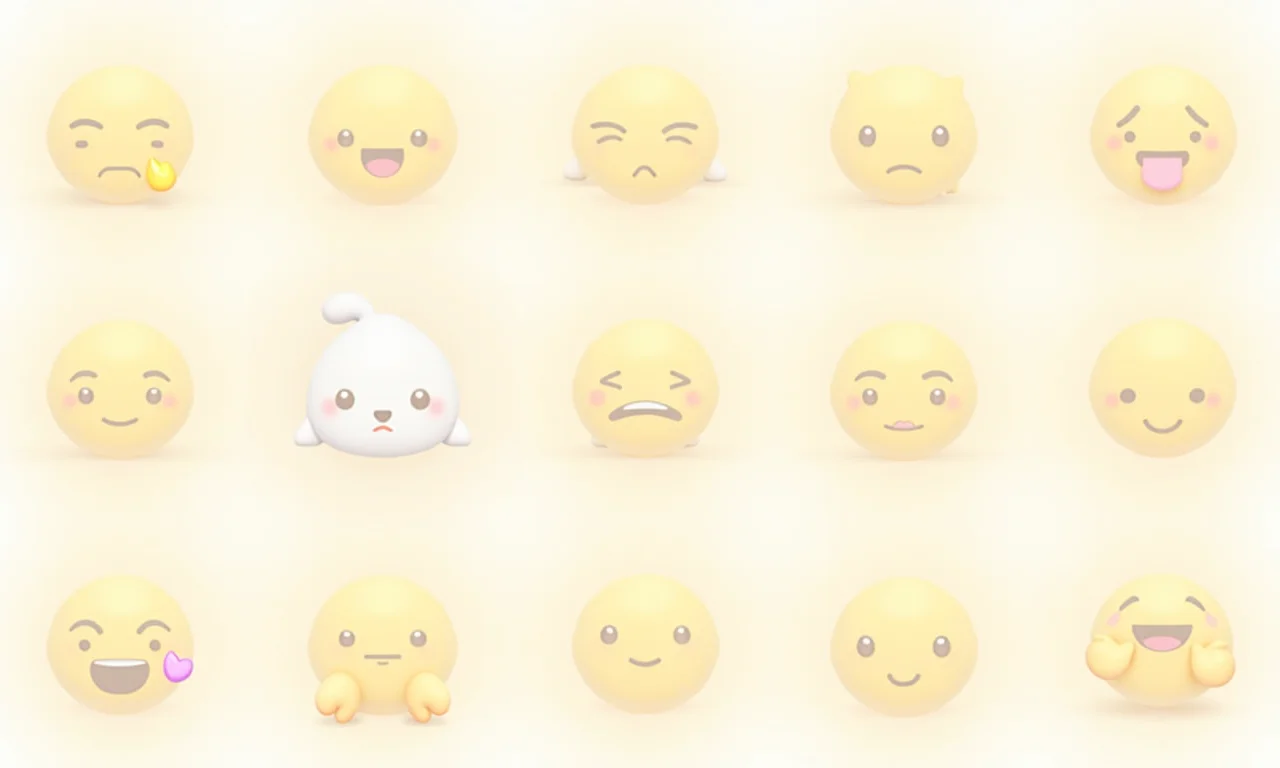 Exemplos de kaomojis populares em uma colagem.