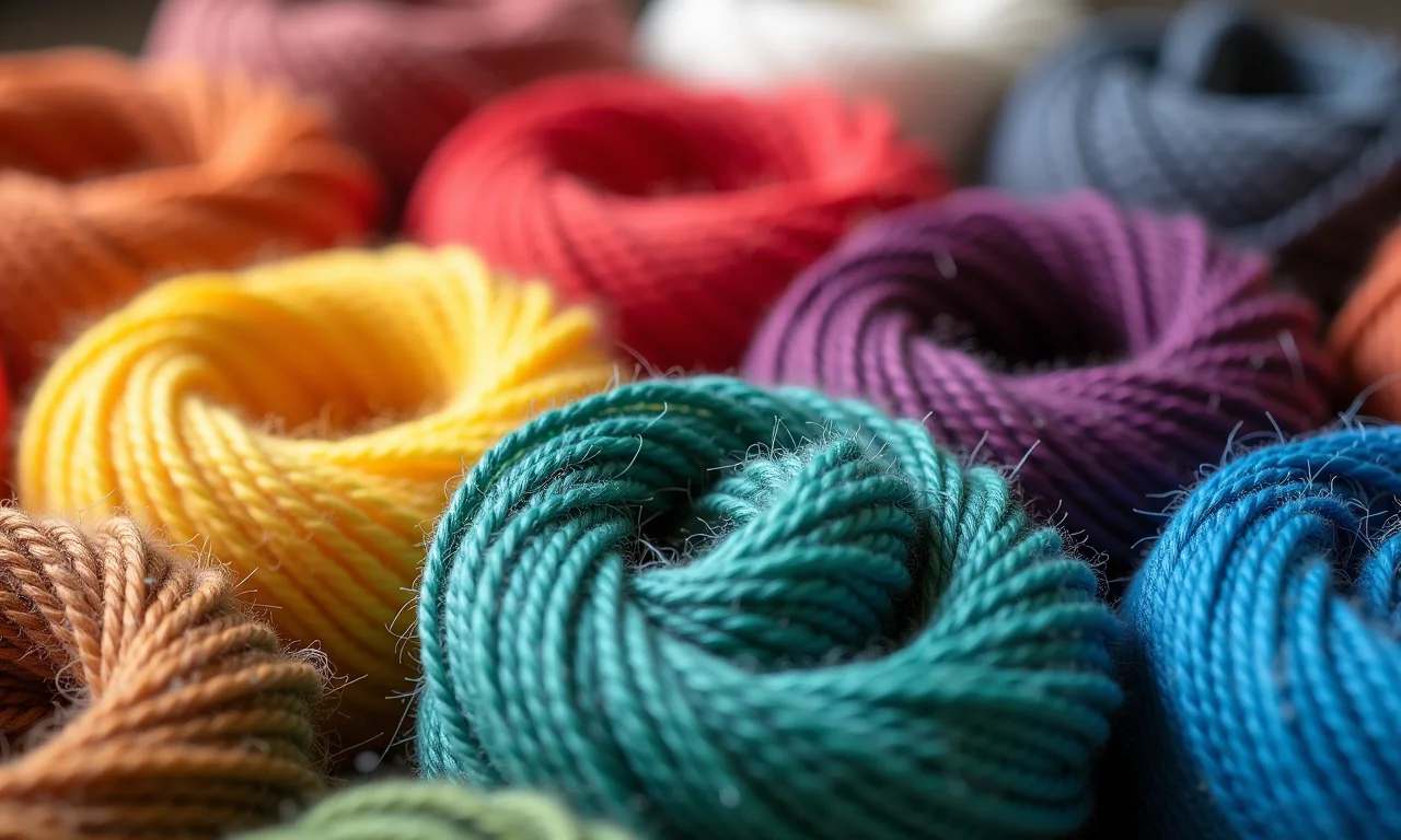 Exposição de fios Círculo S/A em diversas cores e texturas.