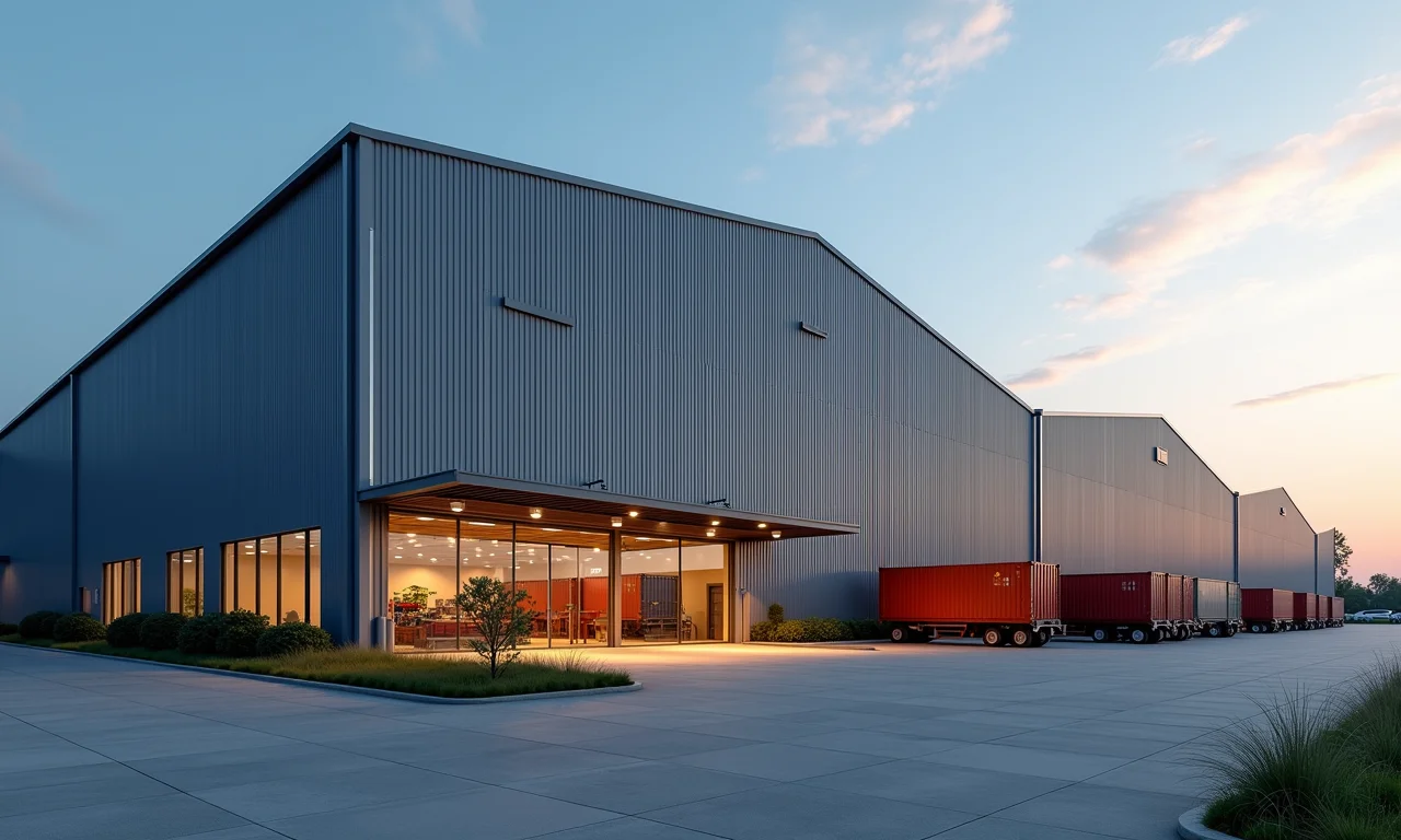 Fachada movimentada de distribuidora de aço.