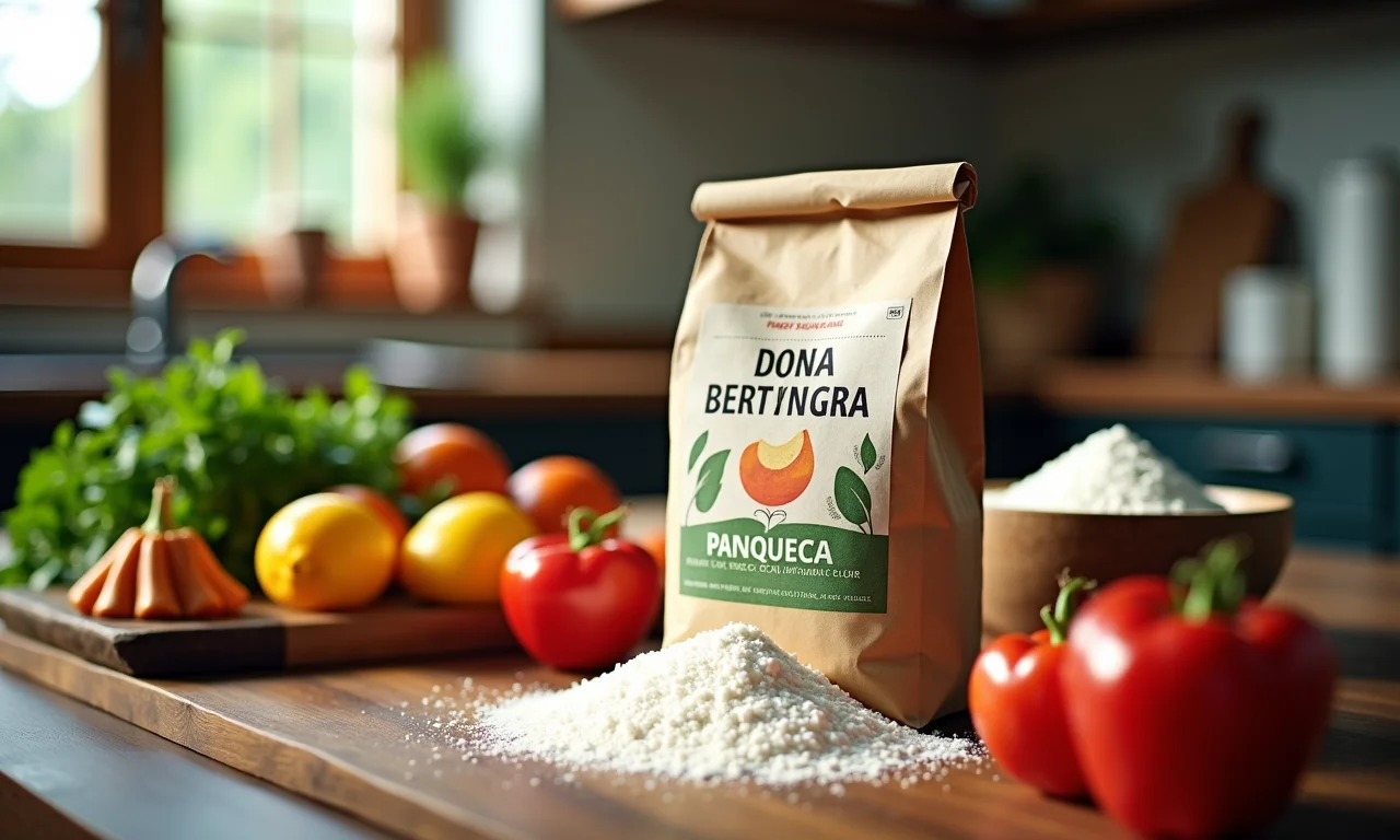 Farinha de Trigo Dona Benta ao lado dos ingredientes.