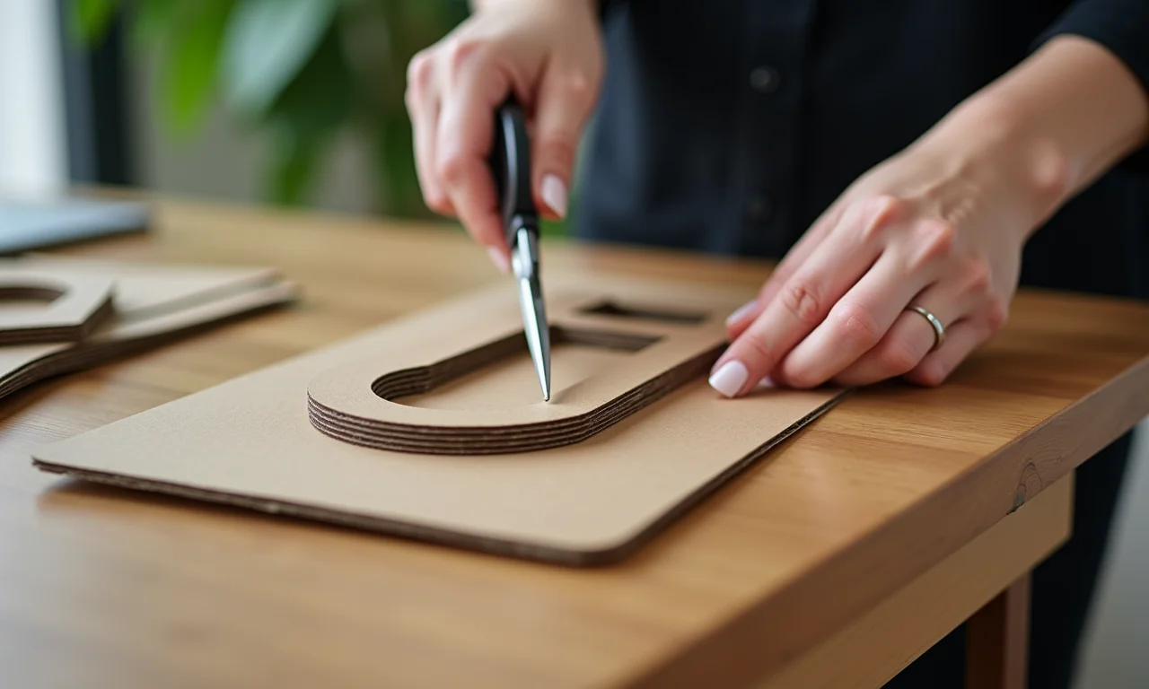 Fazendo notas musicais de papelão para decorar.