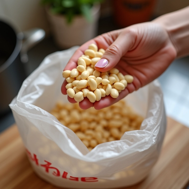 Feijão branco sendo congelado.