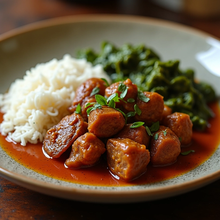 Feijão branco servido com arroz, farofa e couve.