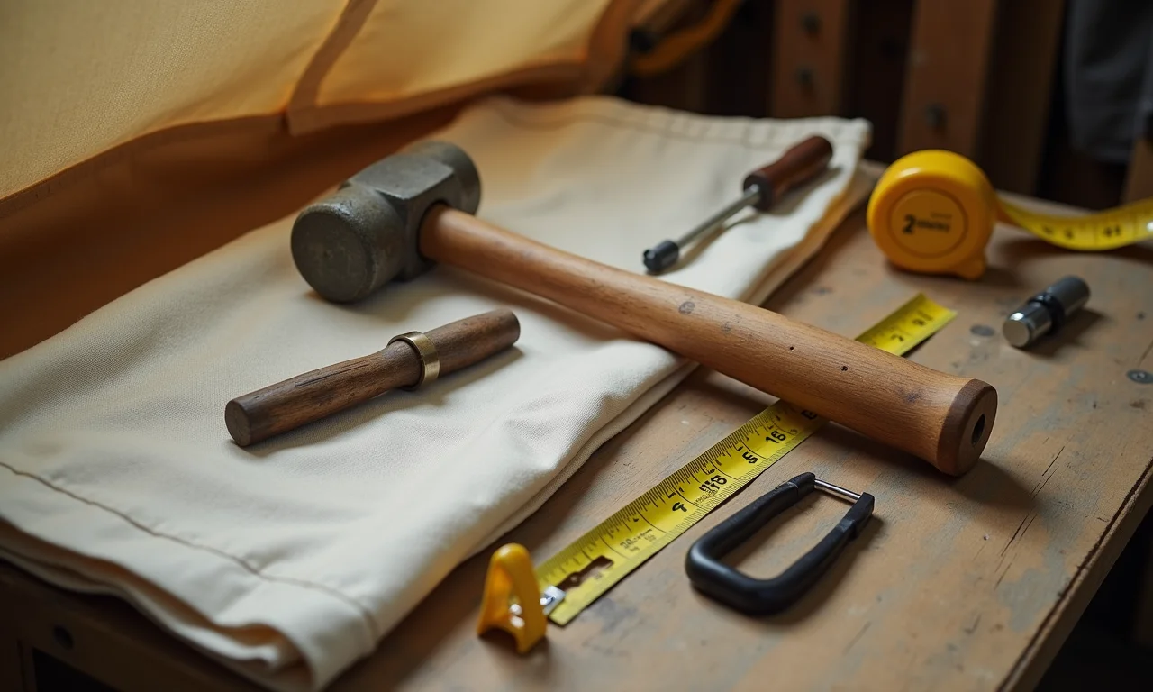 Ferramentas essenciais para construir uma barraca de lona.
