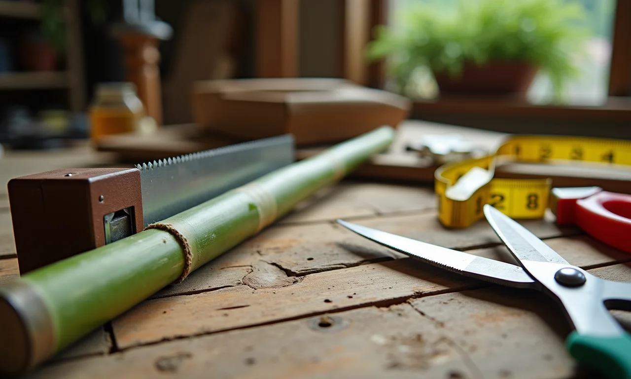 Ferramentas para fazer cortina de bambu.