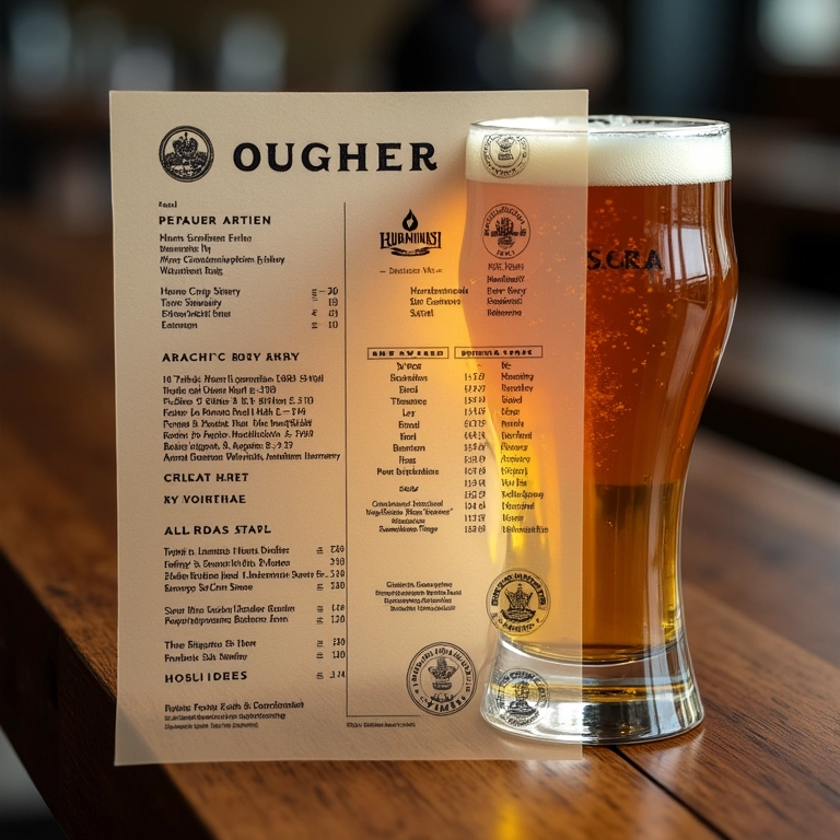 Ficha de cerveja com informações extras sobre a história e prêmios da cerveja.