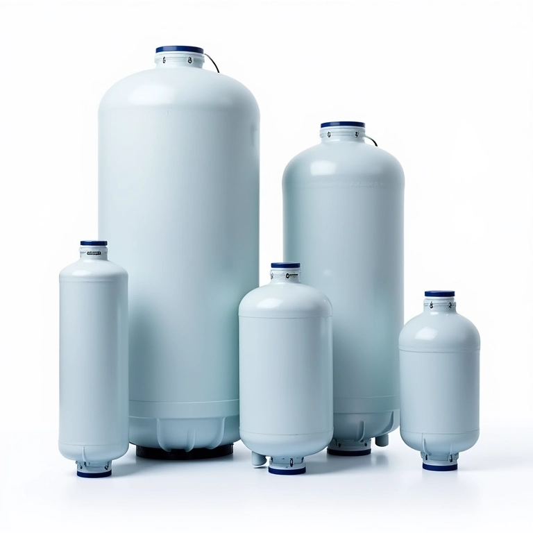 Filtros UV de tamanhos variados para lagos, lado a lado para comparação.