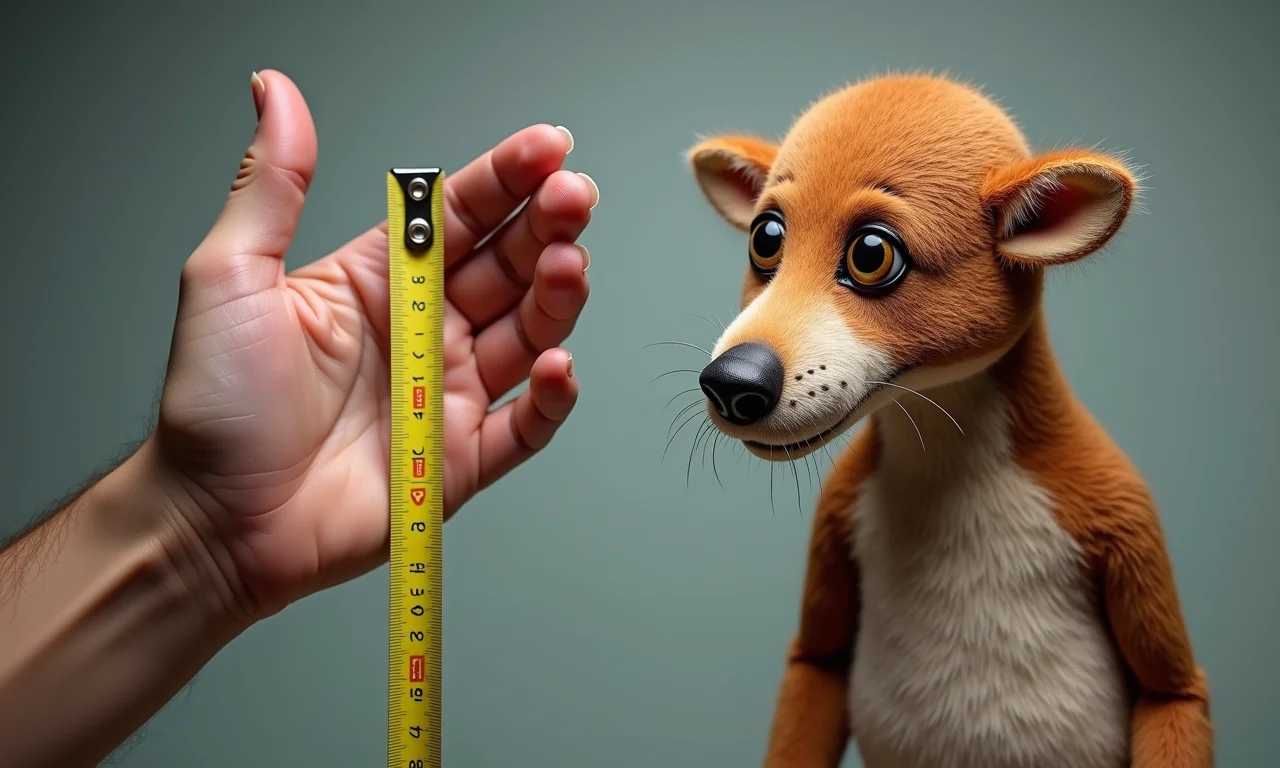 Fita métrica mostrando o tamanho ideal para um boneco fantoche.