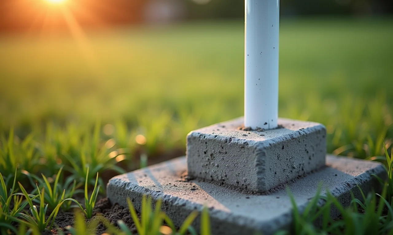 Fixando mastro no chão.