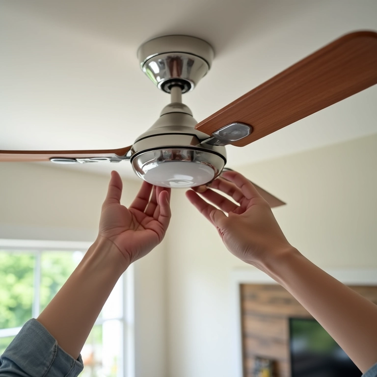 Fixando o corpo do ventilador de teto