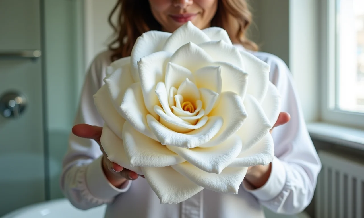 Flor com toalhas maiores.