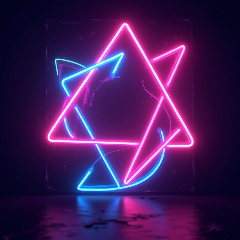 Flyer de festa neon com cores vibrantes e formas geométricas.