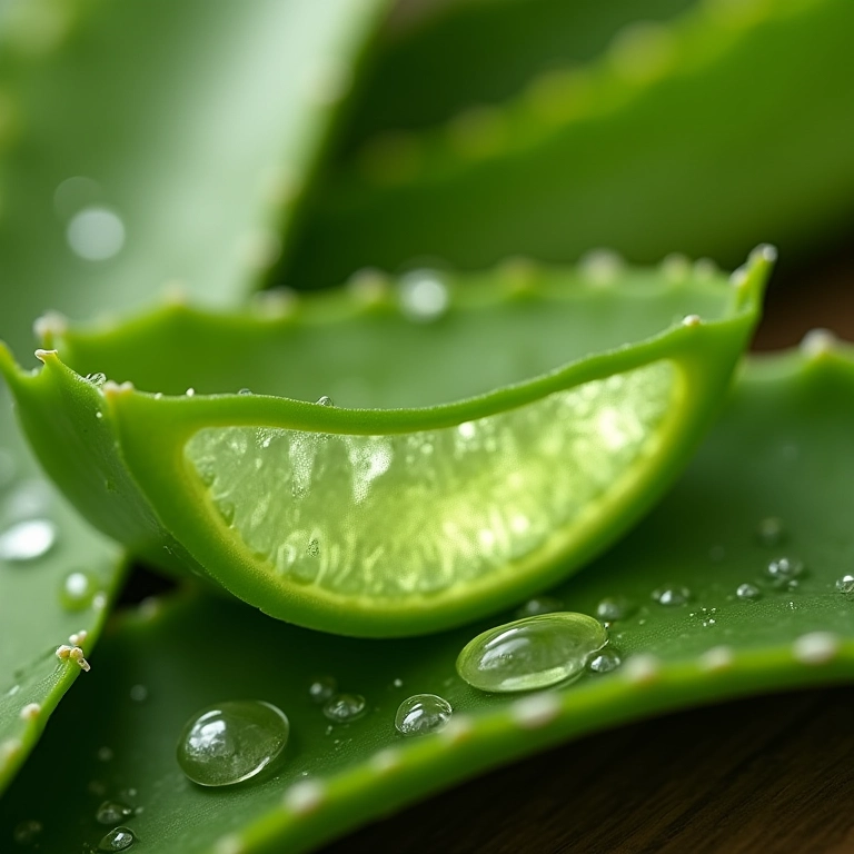 Folha de babosa sendo processada para shampoo caseiro.